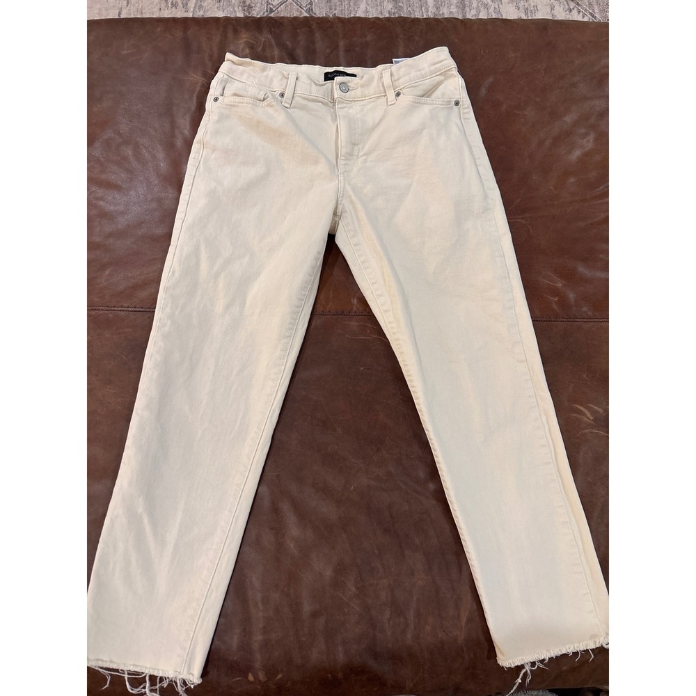 Banana Republic The Beau Jean Cream Off White Straight Leg Raw Hem Jeans 29/8